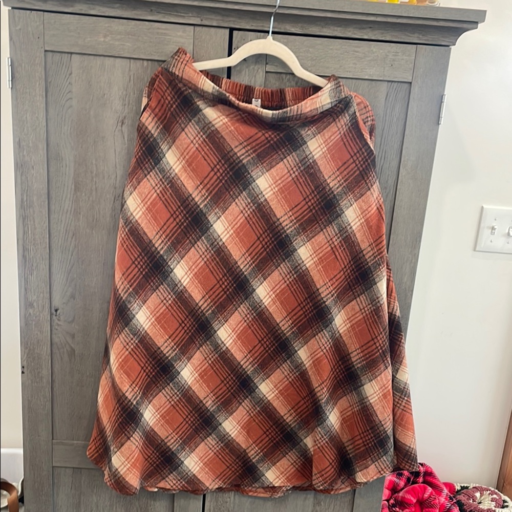 Plaid A-Line Skirt in Black, Orange and Brown autumn fall